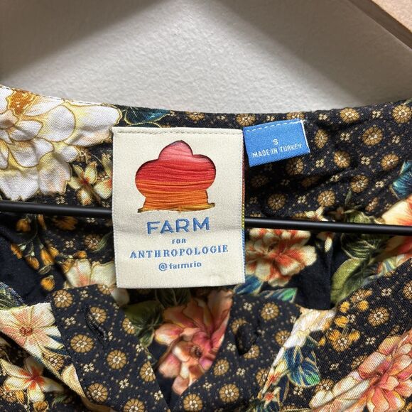 FARM Rio Siobhan Blouse size S Flare Sleeve Floral Button Top Boho Anthropologie - Picture 6 of 15